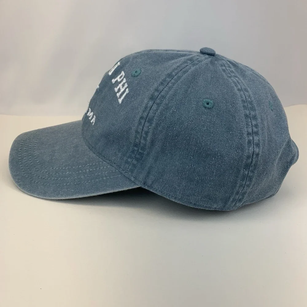 Alpha Phi Oklahoma Hat Star Blue Denim Adjustable Strap Baseball Cap